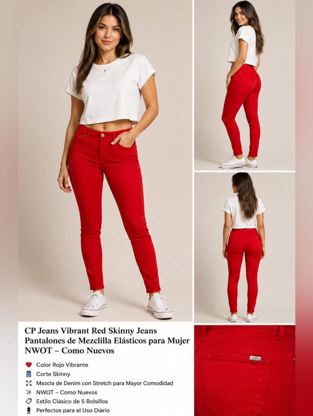 CP Jeans Vibrant Red Skinny Jeans Women’s NWOT Stretch Denim Pants